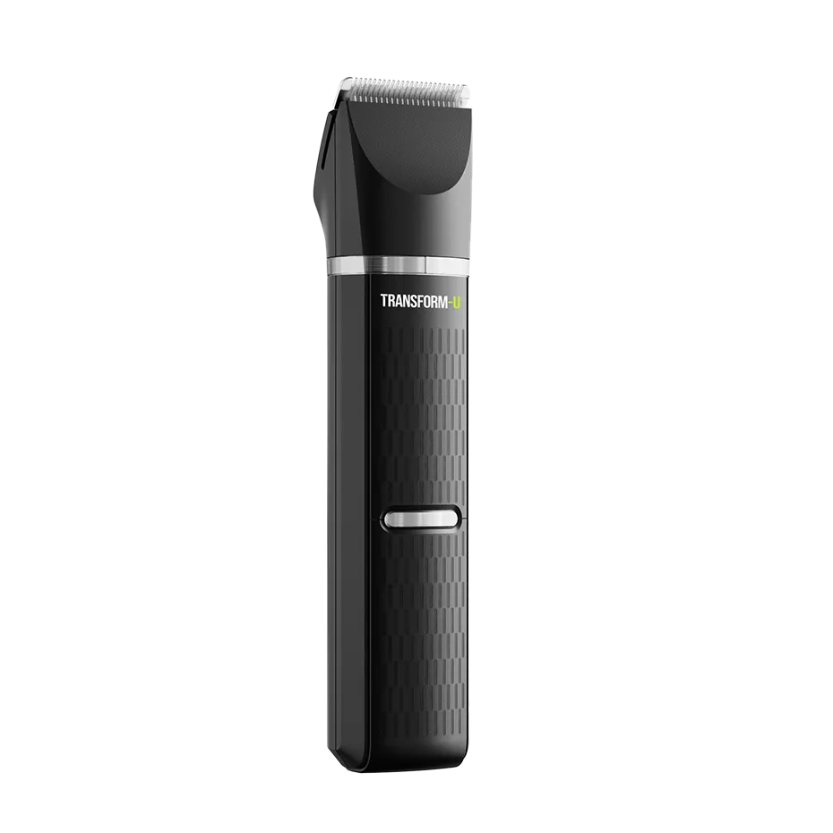 Black body groomer with 'Transform-U' branding on a transparent background