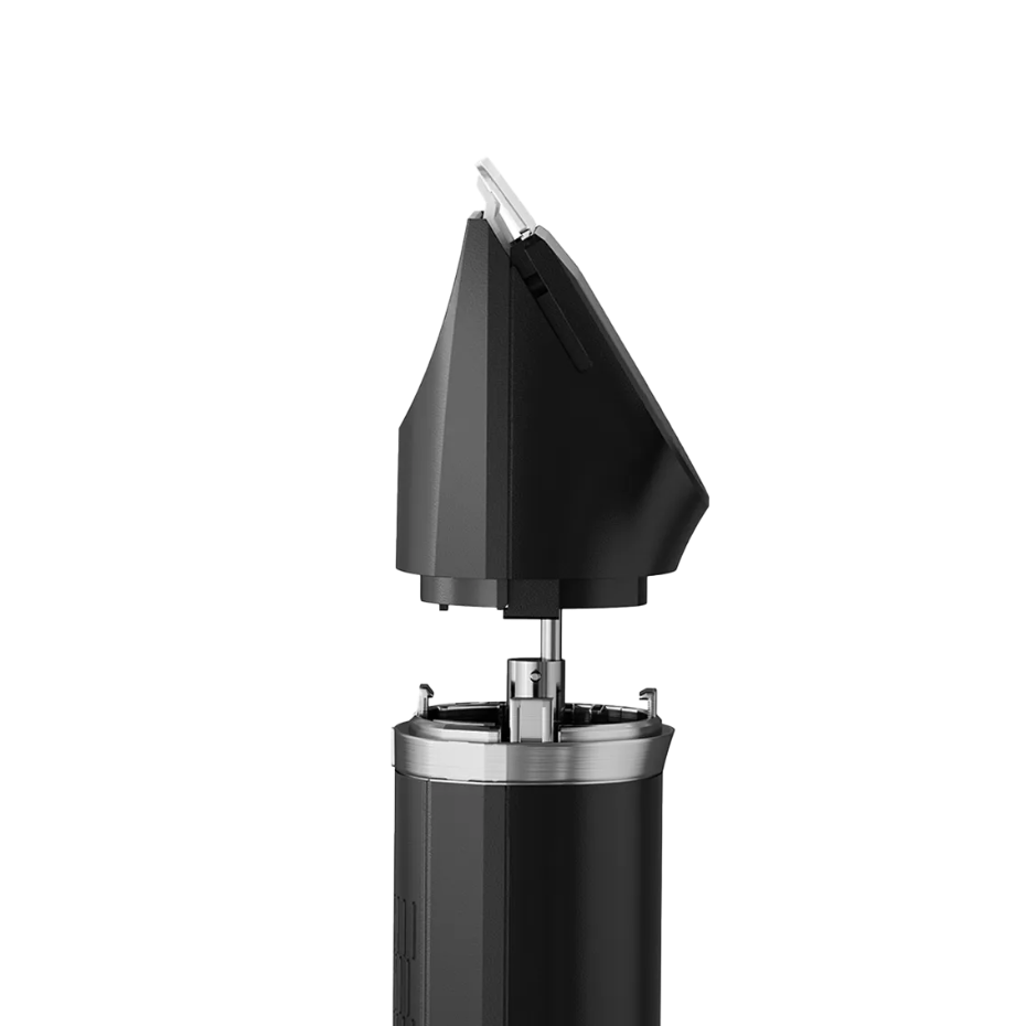 Black body groomer with detachable trimmer head on a transparent background