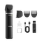 Black grooming kit with trimmer, attachments, and charging cable on a transparent background