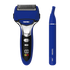 Blue shaver with digital display on a transparent background