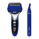 Blue shaver with digital display on a transparent background