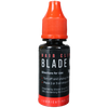 Bottle of blade oil with red cap and black label on a transparent background