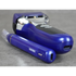 Blue and silver shaver and nose and ear  hair trimmer device on a gray background