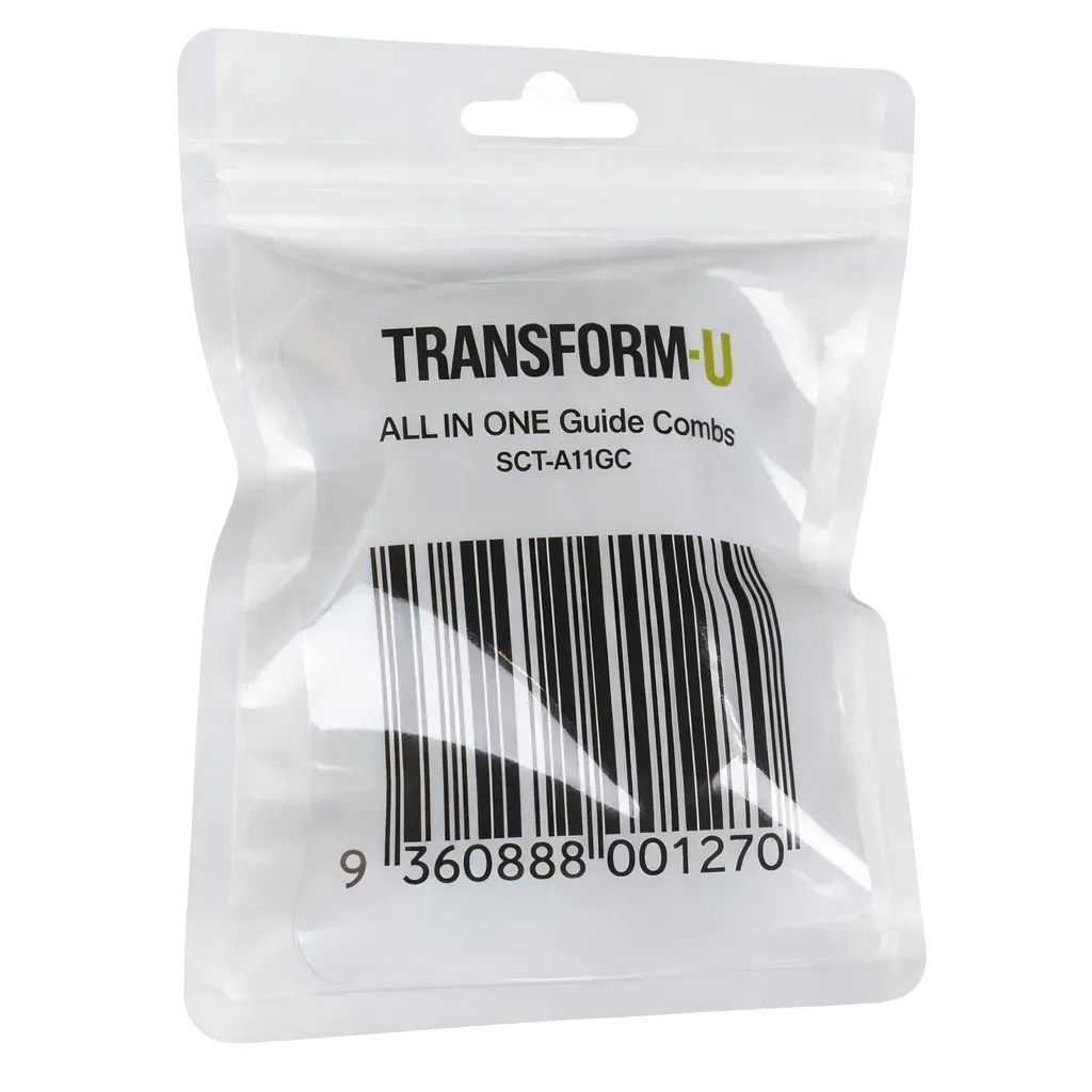 Clear packaging with 'Transform-U' branding and barcode on a white background