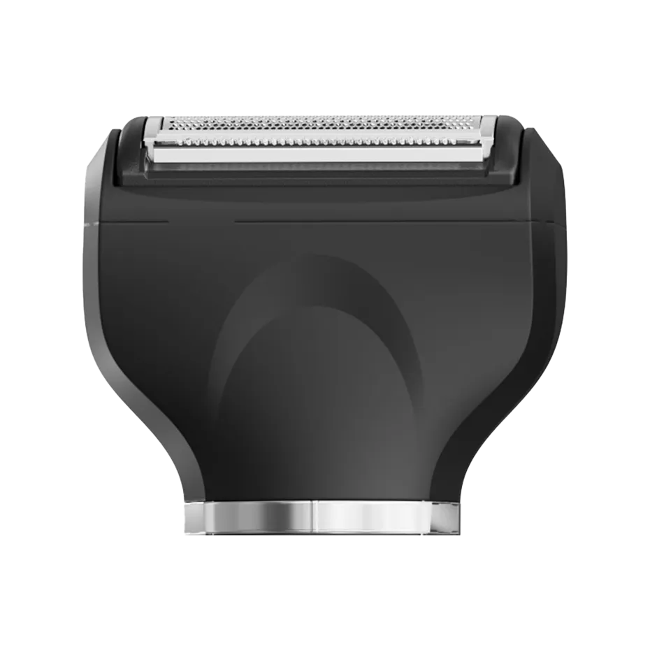 Black electric shaver head on a transparent background