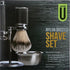 Shave set with brush and stand on a dark background, featuring 'Transform U' branding.