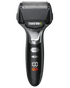 Black electric shaver with digital display on a white background