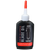 Hair clipper blade oil bottle with black label and red cap on transparent background