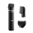 Black grooming tool set with attachments on a transparent background