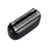 Shaver head with metallic foil and black casing on a transparent background