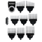 Set of black beard trimmer attachments on a transparent background