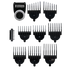 Set of black beard trimmer attachments on a transparent background