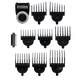 Set of black beard trimmer attachments on a transparent background