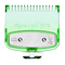 Green guide comb with measurement markings on a transparent background