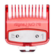 Red hair clipper comb with brand logo on a transparent background