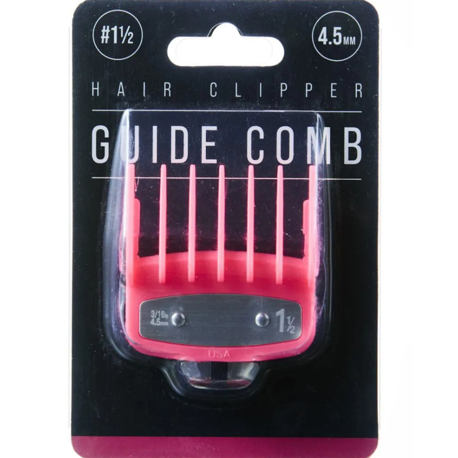 Pink hair clipper guide comb in packaging 