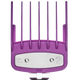 Purple hair clipper comb attachment on a transparent background