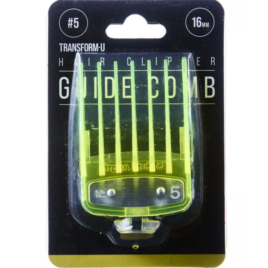 Hair clipper guide comb with packaging on a white background