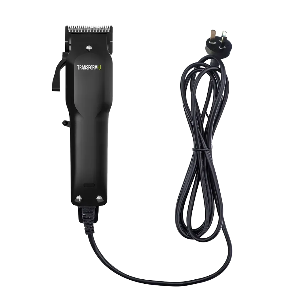 Hair clipper with power cord on a transparent background