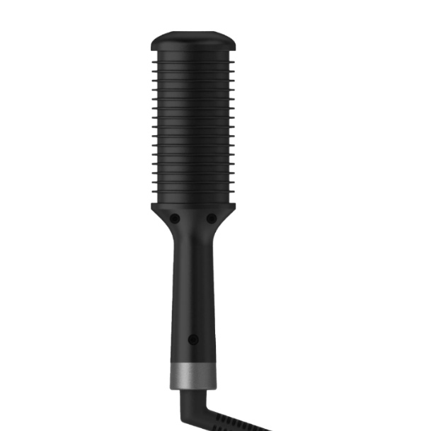 Black hair straightening brush on a transparent background