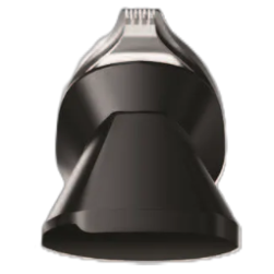Black and silver hair trimmer head on a transparent background