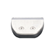 Hair trimmer blade with teeth and black base on a white background