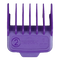 Purple hair clipper comb on a textured gray background