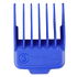 Blue hair clipper comb with 'Transform-U' branding on a gray background
