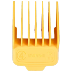 Orange hair styling comb with size label on a transparent background