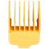 Orange hair styling comb with size label on a transparent background