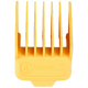 Orange hair styling comb with size label on a transparent background