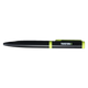 Black pen with green accents on a transparent background