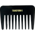 Black comb with 'TRANSFORM-U' text on a transparent background