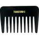 Black comb with 'TRANSFORM-U' text on a transparent background