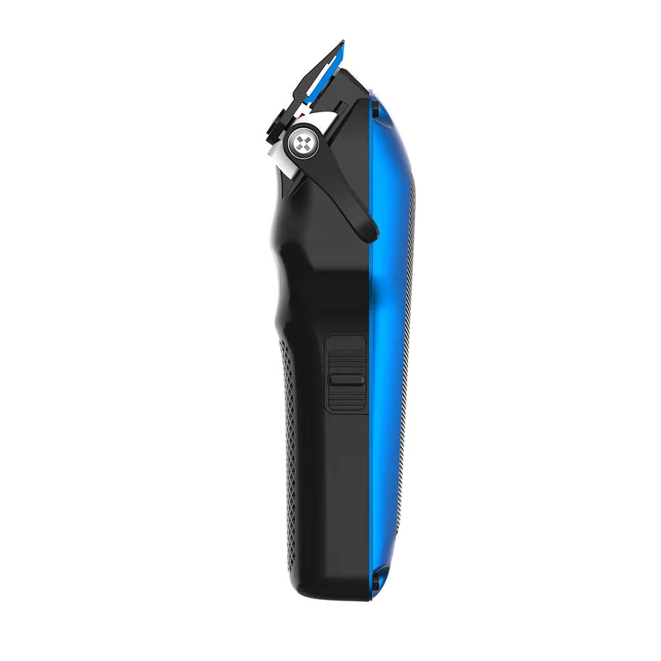 Blue and black hair clipper on a transparent background