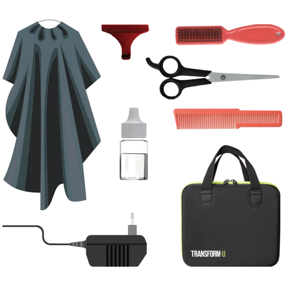 a full set of hair clipping accessories on a transparent background