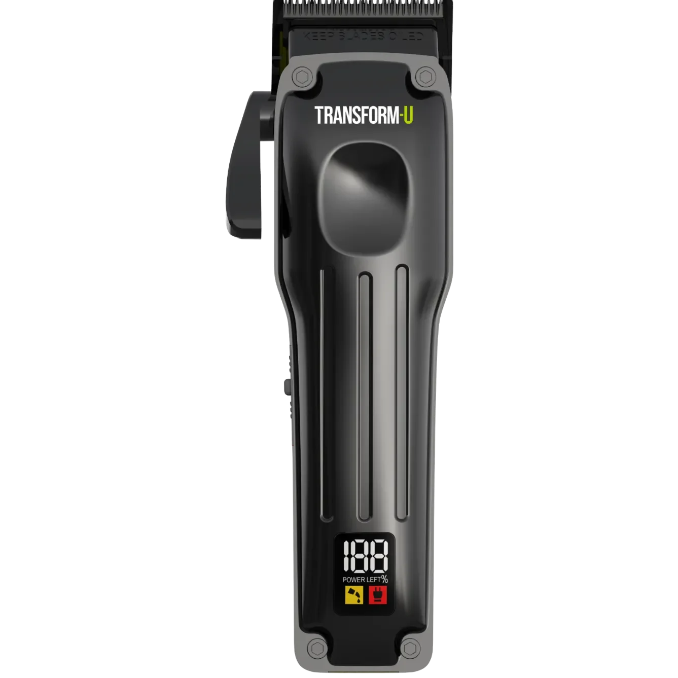 black hair clipper with digital display on a transparent background