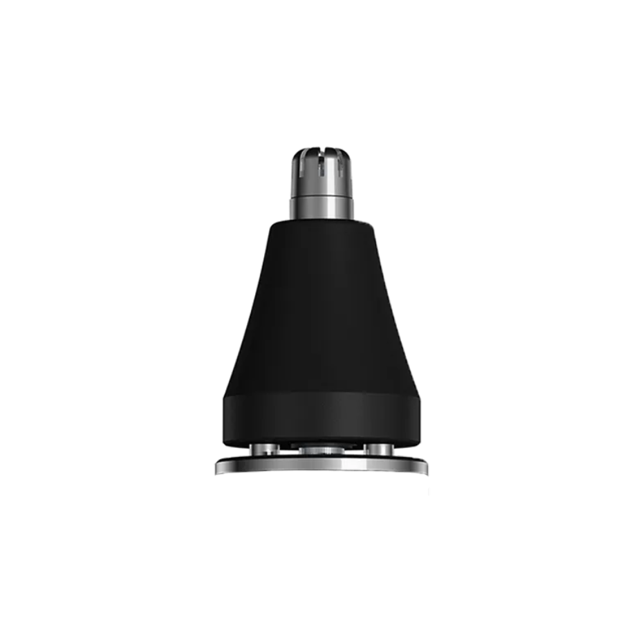 Black and silver nose and ear hair trimmer on a transparent background