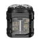 Black electric rotary travel shaver with visible branding on a transparent background