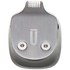 Gray hair trimmer head with brand logo on a transparent background