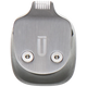 Gray hair trimmer head with brand logo on a transparent background