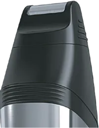 Close-up of a black and silver foil shaver head