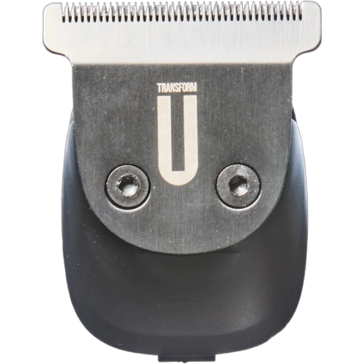 Hair trimmer head with 'Transform U' branding on a transparent background