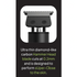 Hair trimmer with text describing its features on a black background