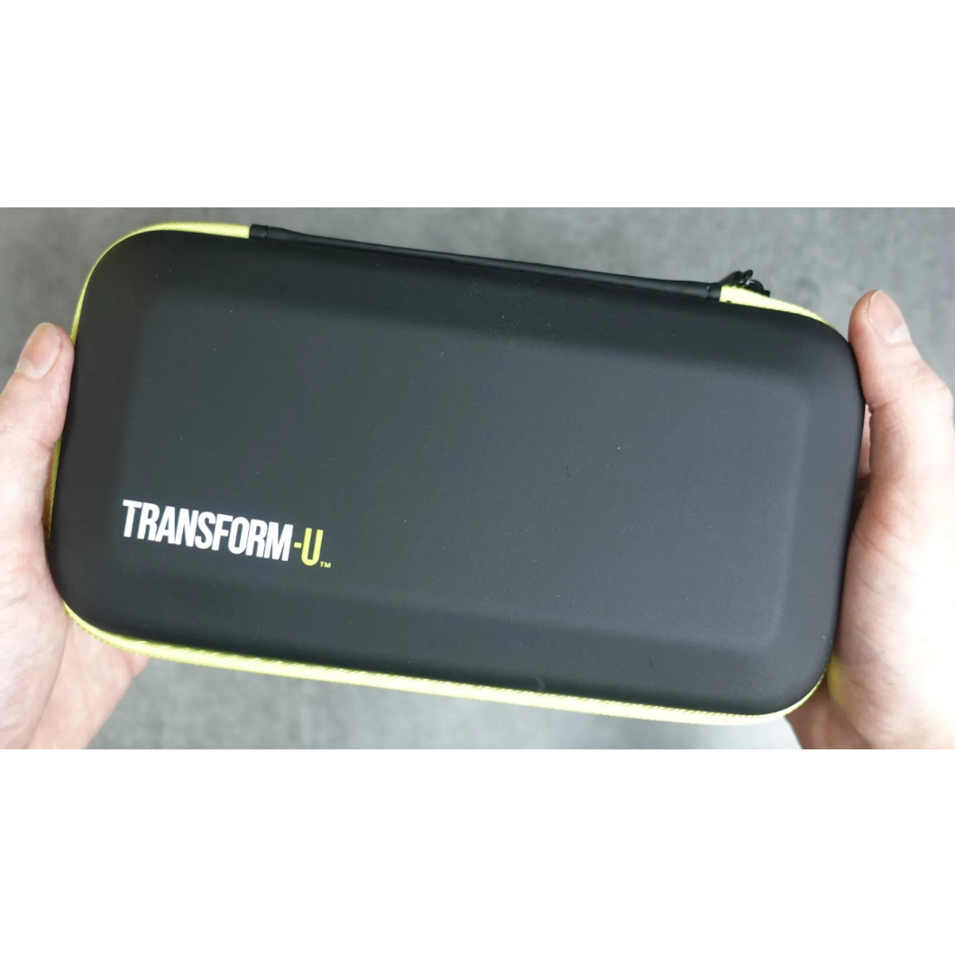 travel case for a hair trimmer on a gray background