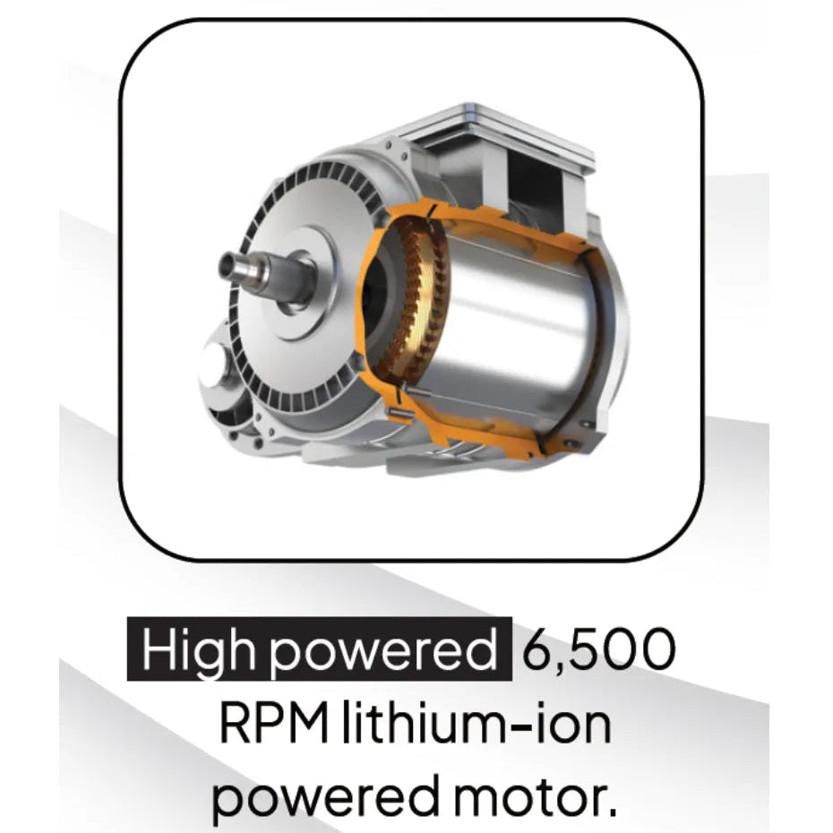 High-powered 6,500 RPM lithium-ion powered hair trimmer motor on a white background
