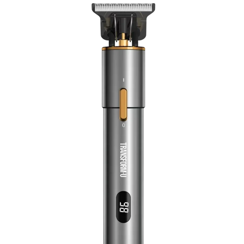 Hair trimmer with digital display on a transparent background