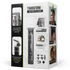 Package of a hair trimmer product with images and text on a transparent background