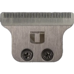 Hair trimmer blade with 'Transform-U' branding on a transparent background