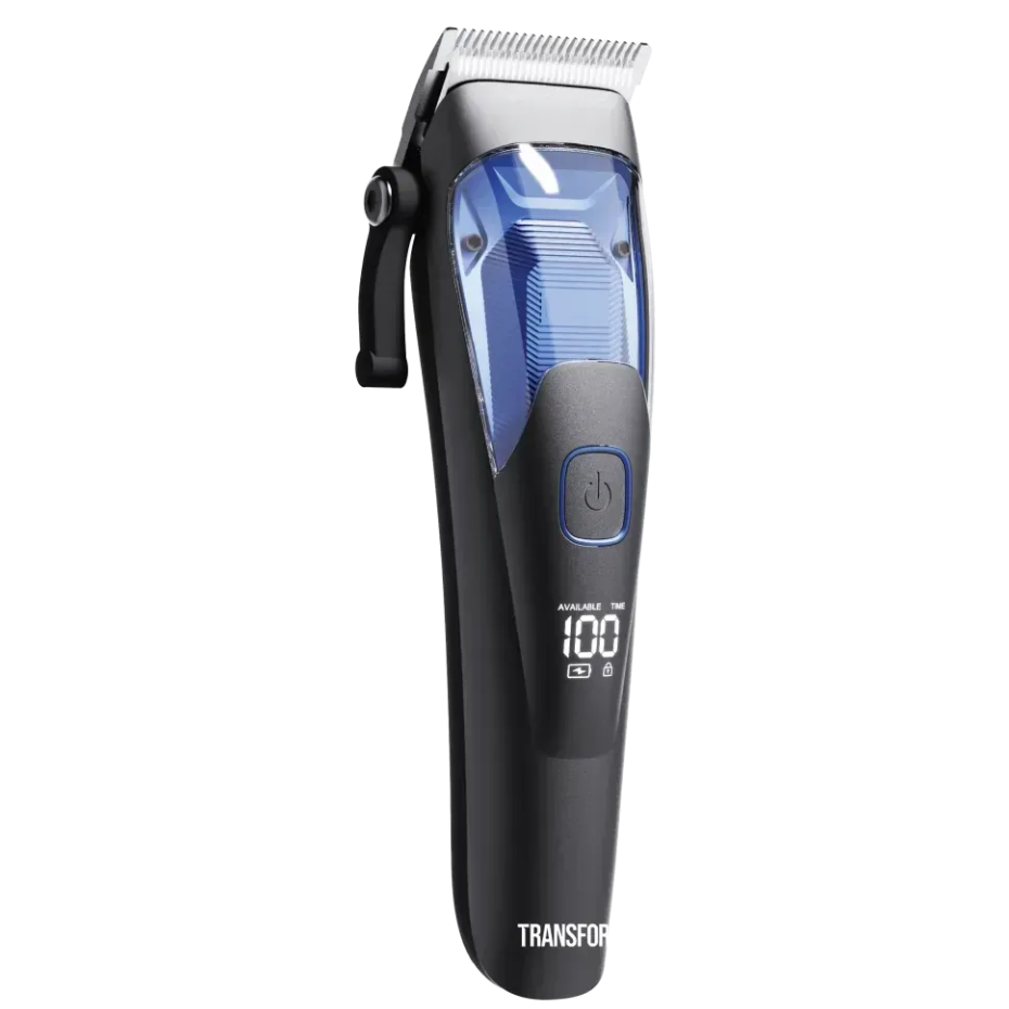 Hair clipper with digital display on a transparent background